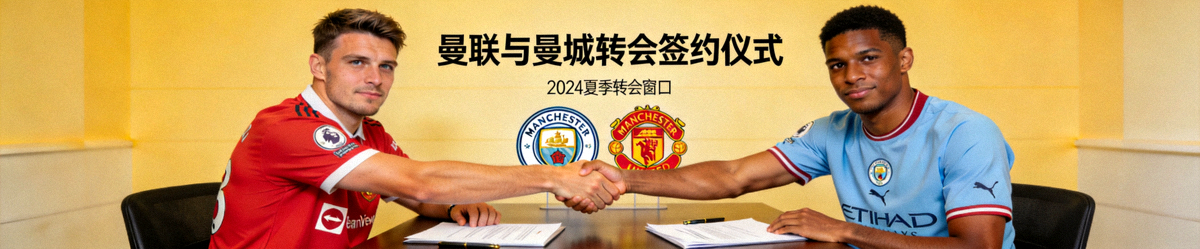 足球转会新闻背景，球员握手签约瞬间